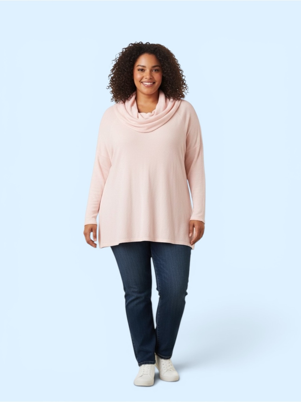 Gibsonlook Cowl Neck Women's Sweater - Light Pink